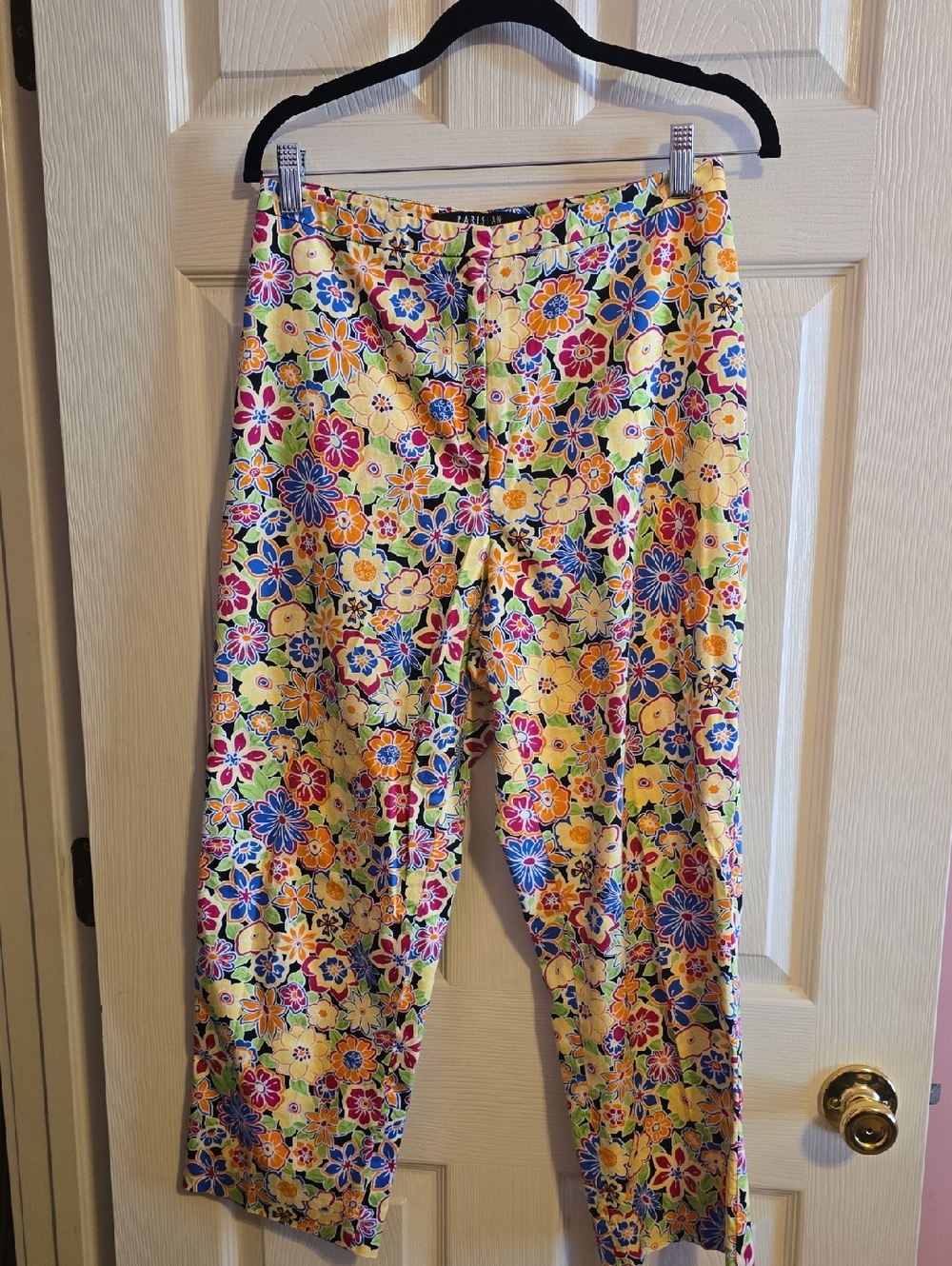 Bright Yellow Floral Capri Pants - Women's